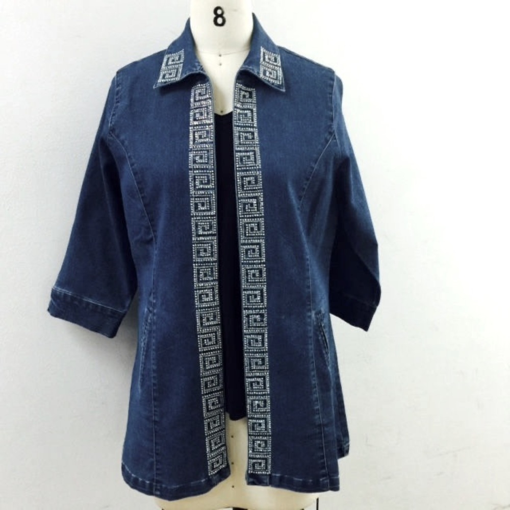 Women’s Elegant Rhinestone Denim Modern Stretch Jacket